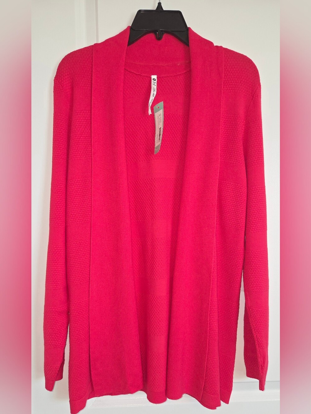 NWT Fuscia Pink Oakline Ribbed Trim Open Shawl Cardigan - Size M